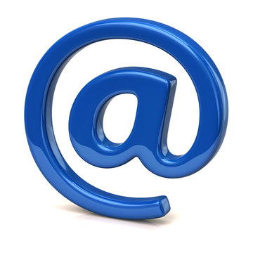 Blue e-mail symbol on a white background