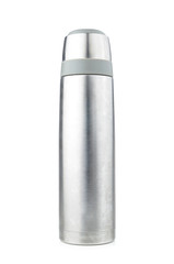 Thermo flask on the white background