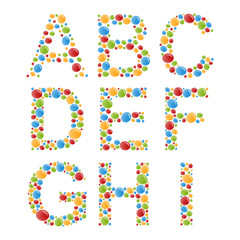 Vector Alphabets. Set letters of stylized colorful bubbles.