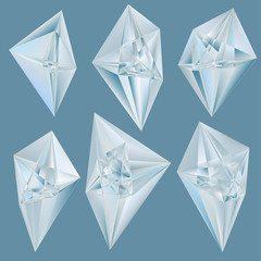 Vector crystals on blue background.