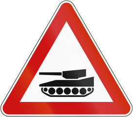 German sign warning about tanks on the road