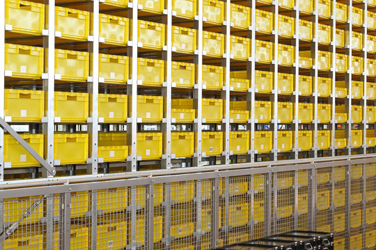 Yellow crates warehouse