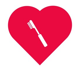 Brosse à dents dans un cœur