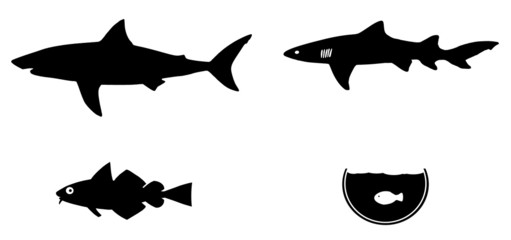 Obraz premium Poisson en 4 icônes