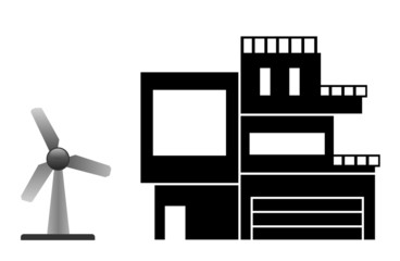 Maison moderne et une éolienne