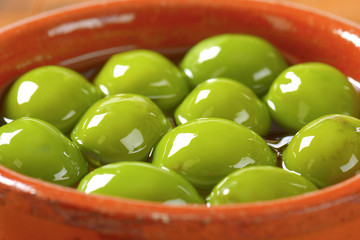 Green olives in oil