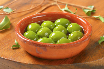 Green olives in oil