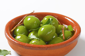 Green olives in oil