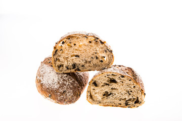 closeup bread on white background