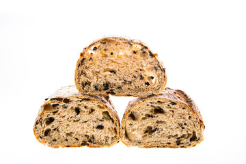 closeup bread on white background