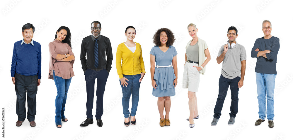 Poster casual group diverse people social variation row concept - Posters
