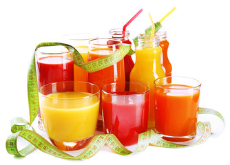 Dietary cocktail with centimeter isolated on white