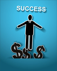 success concept.businessman and dollar sign without from space t