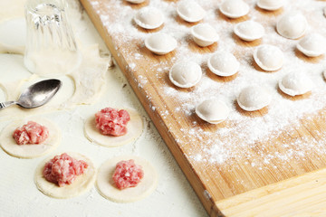 Cooking dumplings close-up