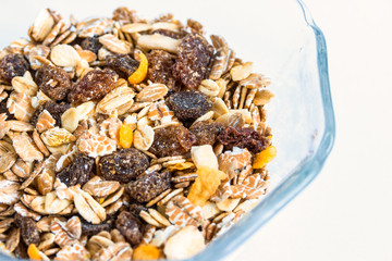 Granola cereal with raisins and nuts