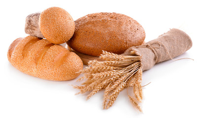 Different bread isolated on white