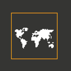 Simple style pixel icon continents. Vector design