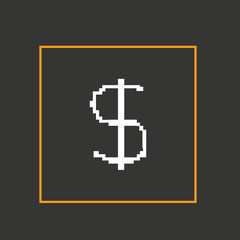 Simple style pixel icon dollar sign. Vector design