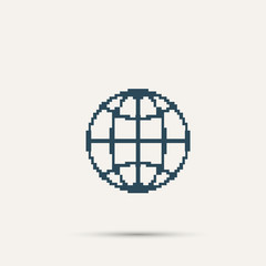 Simple dark pixel icon planet. Vector design