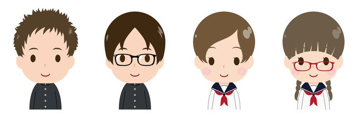 学生　顔　セット