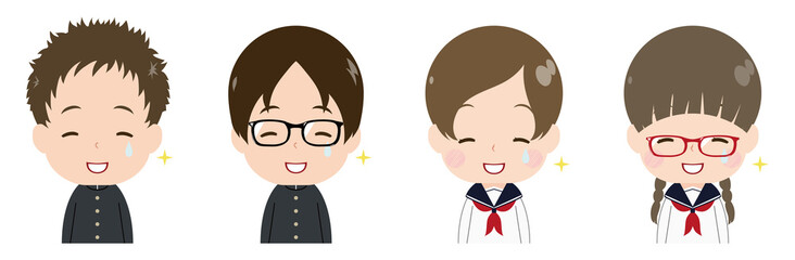 学生　顔　セット　嬉し涙