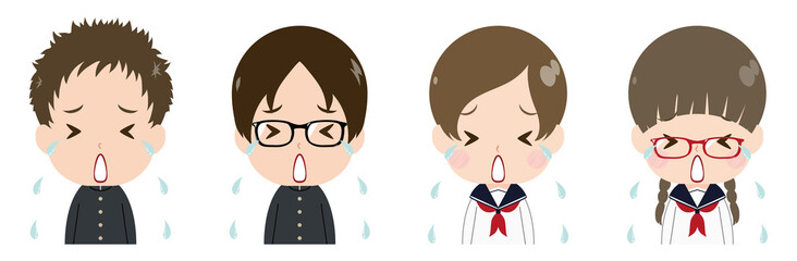 学生　顔　セット　号泣