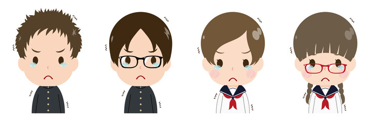 学生　顔　セット　我慢