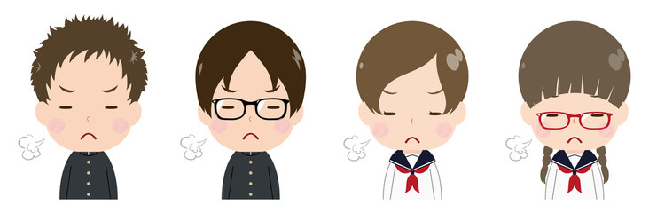 学生　顔　セット　興奮