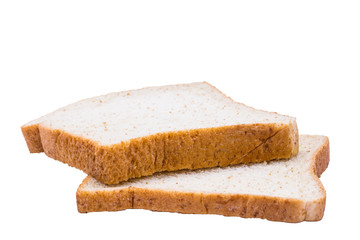 Sliced whole wheat bread on white background