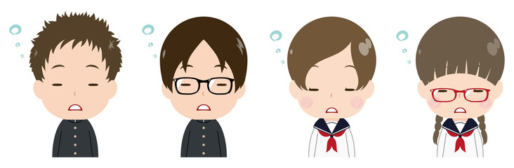 学生　顔　セット　うとうと