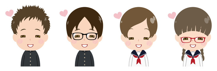 学生　顔　セット　うっとり