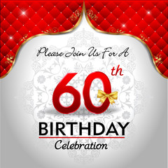 celebrating 60 years birthday, Golden red royal background