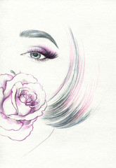 Fototapeta premium beautiful woman portrait with rose