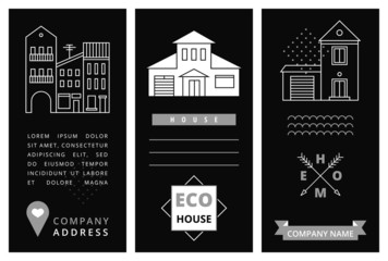 Templates business card with houses.