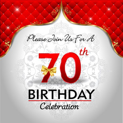 celebrating 70 years birthday, Golden red royal background