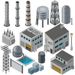 Isometric industrial buildings and other objects - 76404998