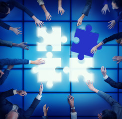 Jigsaw Puzzle Support Team Coopeartion Togetherness Unity