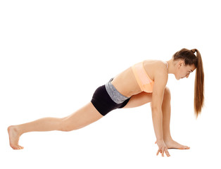Fototapeta na wymiar Fitness lady stretching