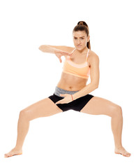 Fototapeta premium Fitness lady stretching