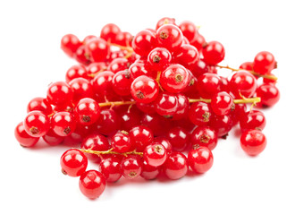 Fresh redcurrant berries on white
