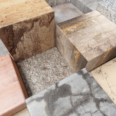 textured stone cubes
