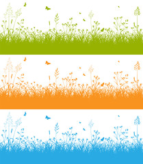 Naklejka premium Frühling, Wiese, Gras, Schmetterlinge, Butterfly, Springtime, 2D