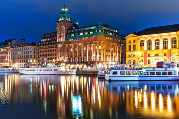 Night scenery of Stockholm, Sweden
