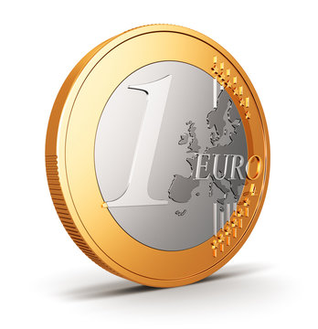 One Euro coin isolated on white