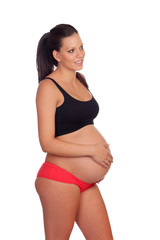 Fototapeta premium Brunette pregnant woman in underwear