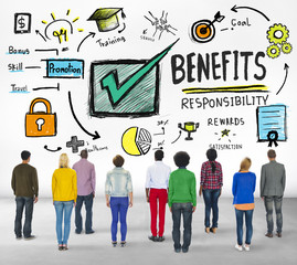 Benefits Gain Profit Income People Rear View Concept