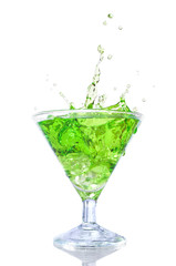 green cocktail with splash