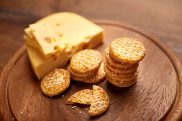 Cheese Biscuits on wooden background