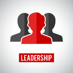 Working together team with leader and with text leadership