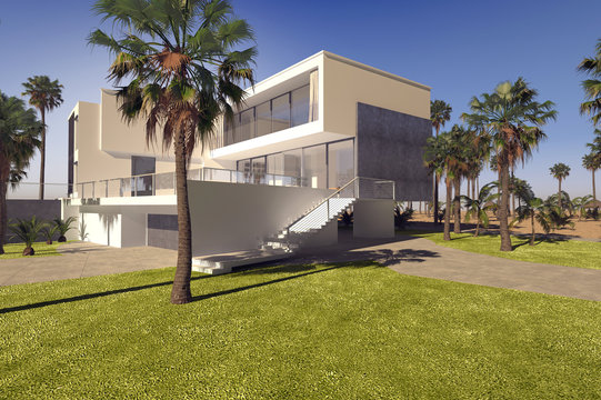 Modern geometric luxury tropical villa